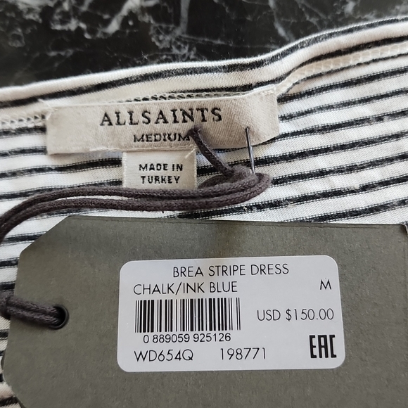 Allsaints Belted Stripes Tee Shirt Dress - Picture 3 of 7